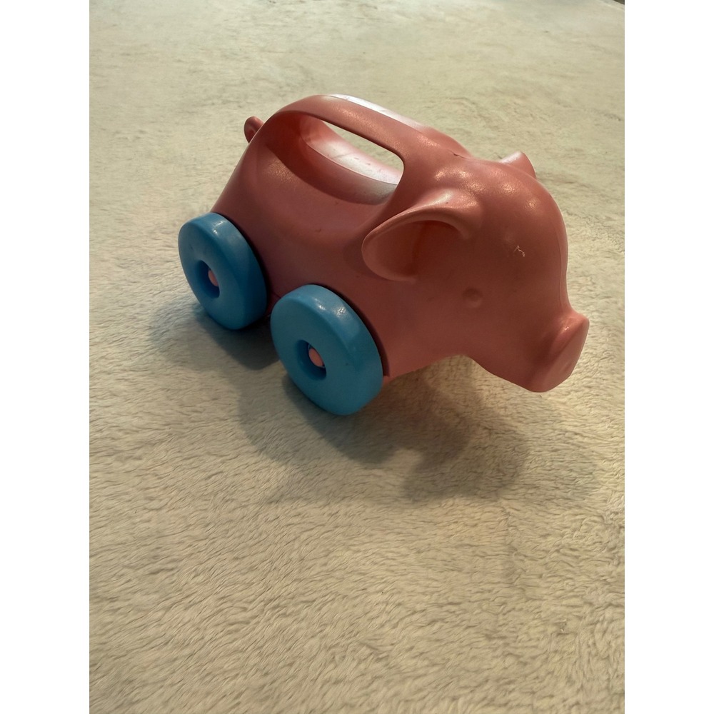 Green Toys Pink Pig Push Toy Recycled Plastic Rolling Animal Car Made in USA